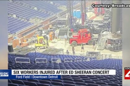 Six workers injured in incident at Ford Field following Ed Sheeran concert Saturday night