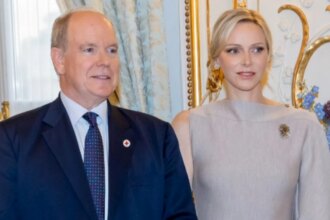 Princess Charlene turns heads in striking asymmetrical dress for palace appearance with Prince Albert