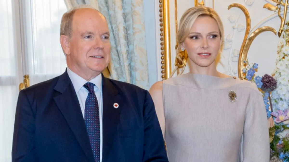 Princess Charlene turns heads in striking asymmetrical dress for palace appearance with Prince Albert Princess Charlene turns heads in striking asymmetrical dress for palace appearance with Prince Albert